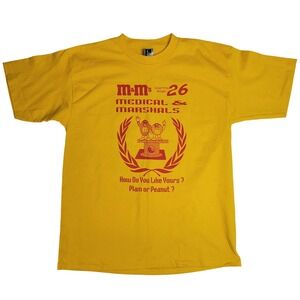 Vintage‎ M&Ms Medical Marshals Good Time Boogie 26 Graphic T Shirt Yellow Large